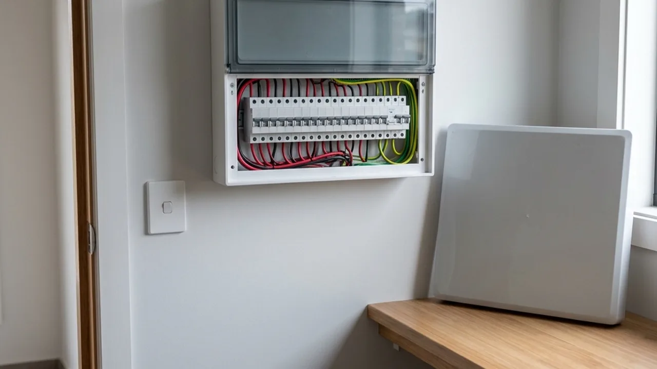 Illustration of a switchboard with labelled circuits