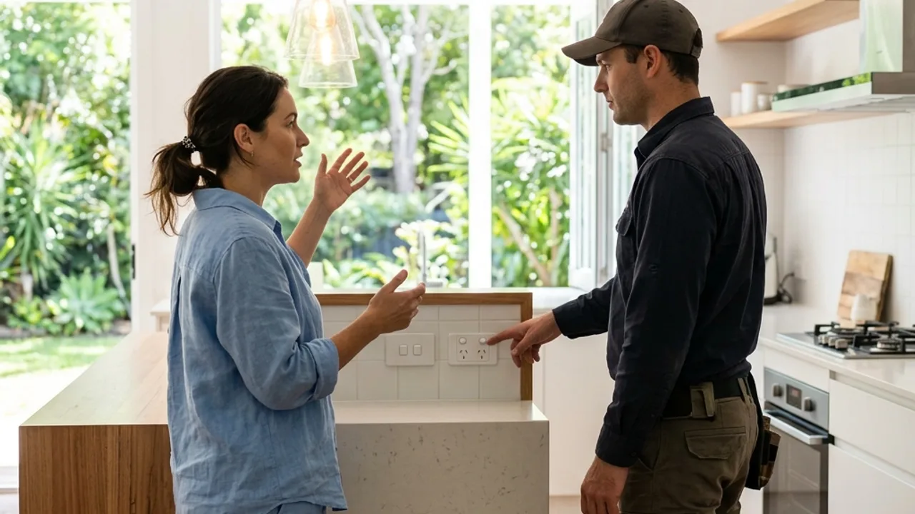Illustration of a resident discussing kitchen electrical work
